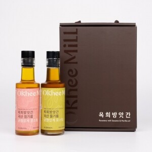 옥희방앗간 국산 로스터리 참기름 & 들기름 2구 선물세트 180ml